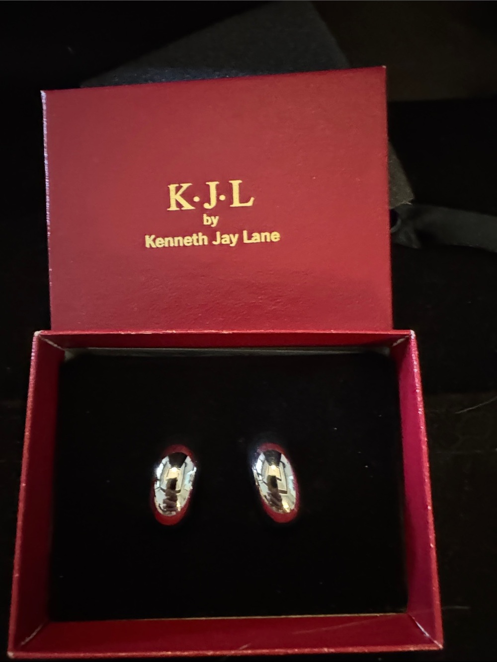 Kenneth Jay Lane Polished Silver-Tone Oval Clip-On Earrings